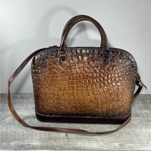 Civico 93 Croc Moc Stamped Leather Satchel Handbag ShoulderBag Bag Purse